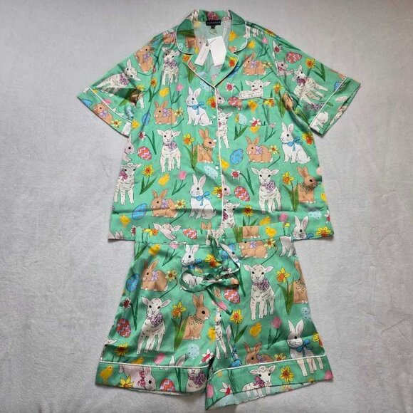 New XL Karen Mabon Anthropologie A basket full of joy bunny & chicks pajama set - Picture 3 of 12